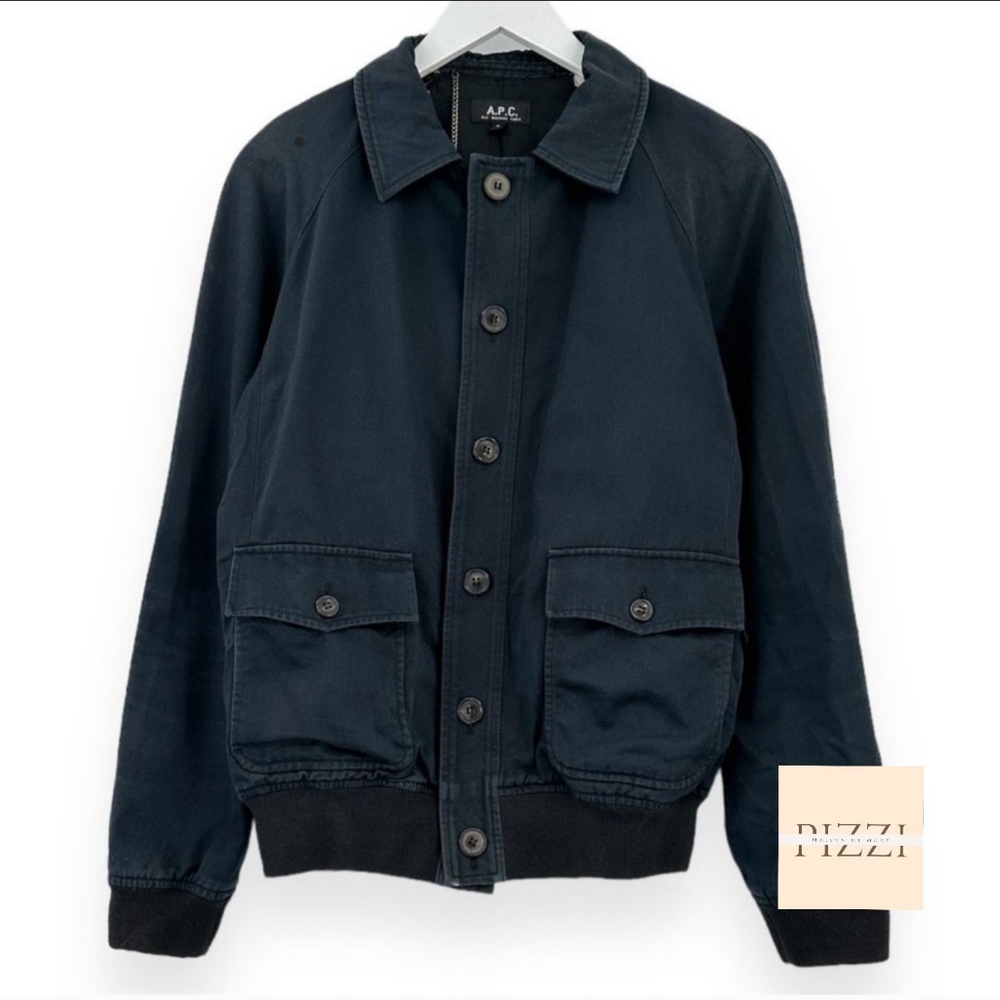 APC Navy Blue Lightweight Button Up Cotton Jacket sz S